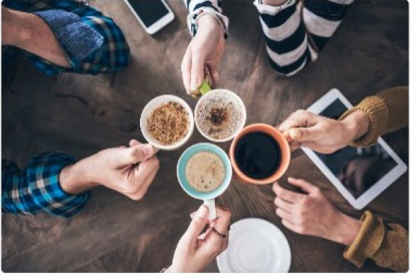 four mugs with coffee 
