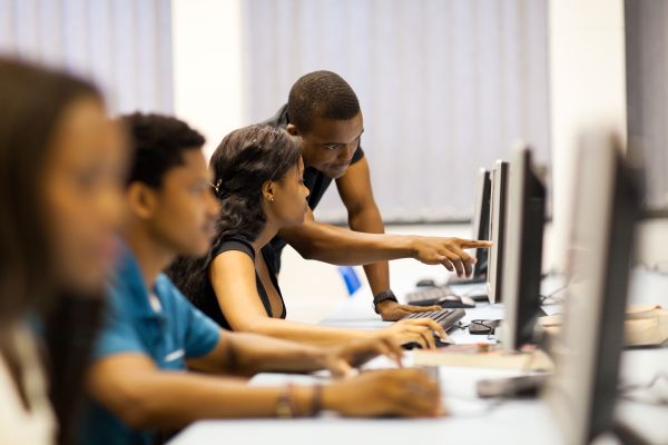 Students study on computers 