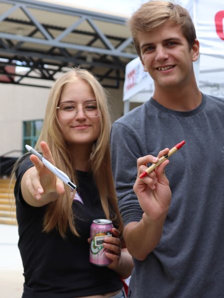 two students at welcome day