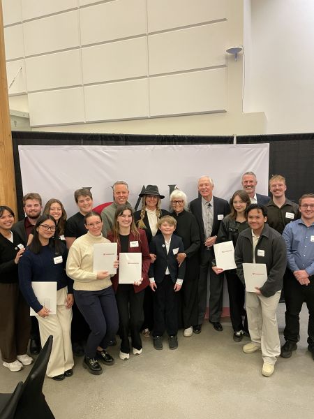The Hall family, Dr. Neil Fassina and students
