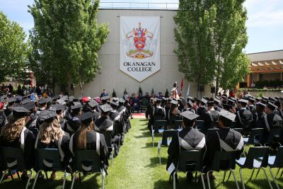 Graduation ceremony outside at the college