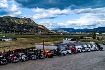 Parked commercial trucks
