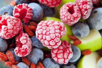 frozen raspberries and blueberries