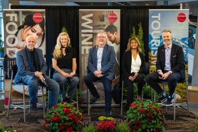 The panelists from OC Cultivates (from left): Phil Johnson, Jennay Oliver, Tony Stewart, Audrey Surrao and Neil Fassina.
