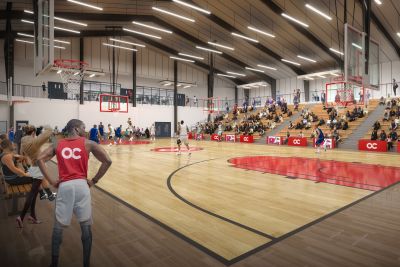 A rendering of the Rec and Wellness Centre interior.
