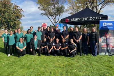 JIBC paramedic students together with Health and Social Development students from Okanagan College.  