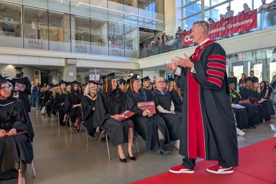 OC President Dr. Neil Fassina speaks to graduates at Okanagan College’s Fall Commencement and Convocation ceremony.