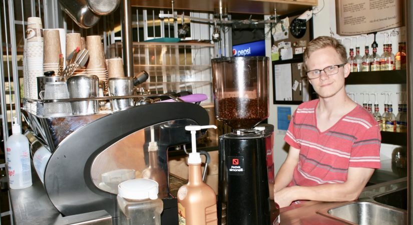 Brian Walker is an Associate of Arts student who is also well-known in Kelowna for his position at the DeBeans coffee kiosk.
