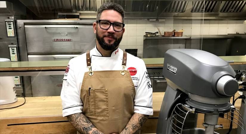 Pastry Arts Chef and Instructor Danny Capadouca takes a break in the kitchen