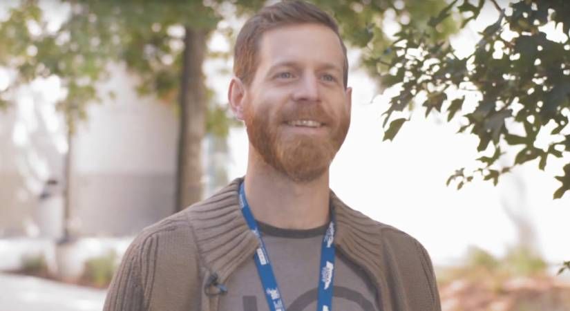 SCMT Professor Marty Paradine takes a break outdoors
