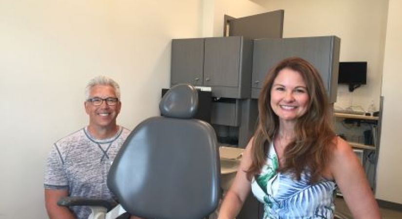 Gary and Sharmaine Powell in the dental clinic at Okanagan College's Health Sciences Centre.