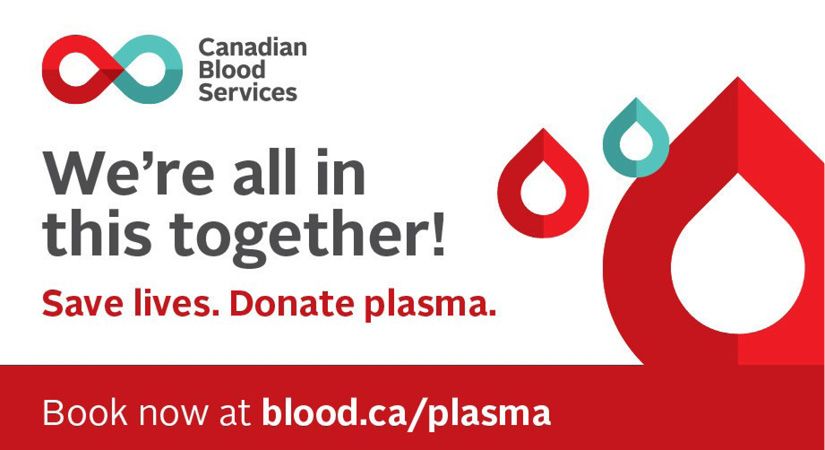 Canadian Blood Services is looking for plasma donors 