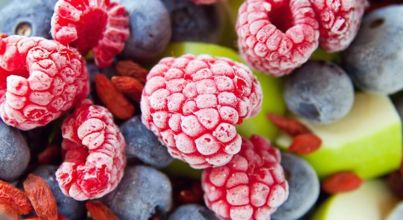 frozen raspberries and blueberries