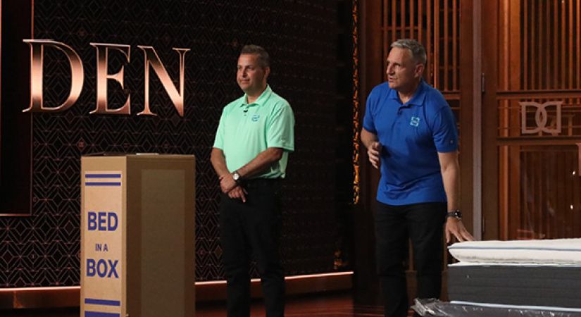 Second Slumber representatives standing on a stage during Dragon's Den screening.