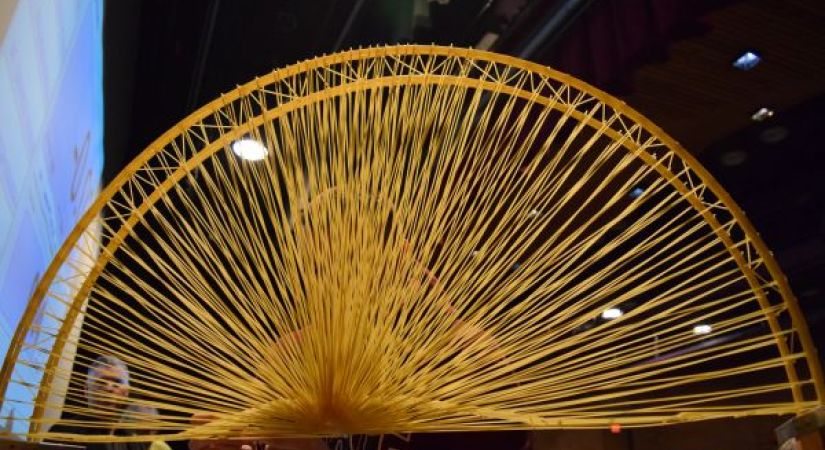 arch style bridge made out of spaghetti at the Spaghetti Bridge Building Contest