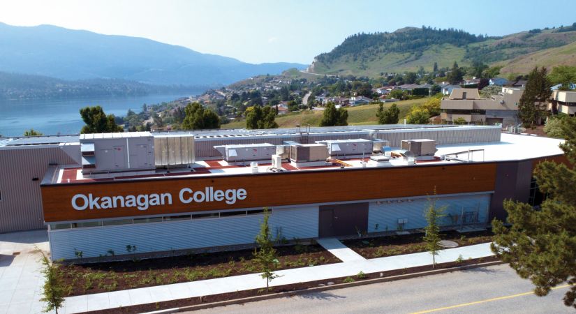 vernon campus building overlooking lake