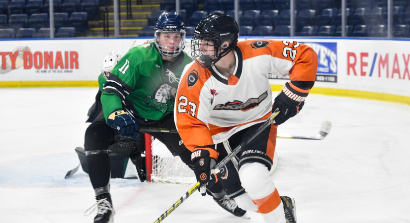 Action photo from weekend hockey games in the BCIHL.