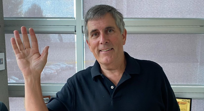 Dr. Bill Gillett waves goodbye after a great career at OC.