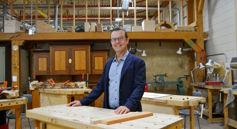 Tom Dyck in OC's carpenty shop.