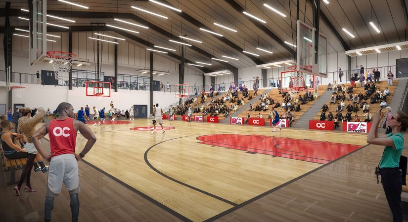 A rendering of the Rec and Wellness Centre interior.