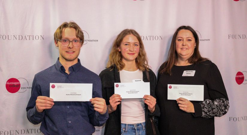 OC students Lucas Wigert, Hannah Eklund and Michelle Miller. Recipients of Pushor Mitchell awards