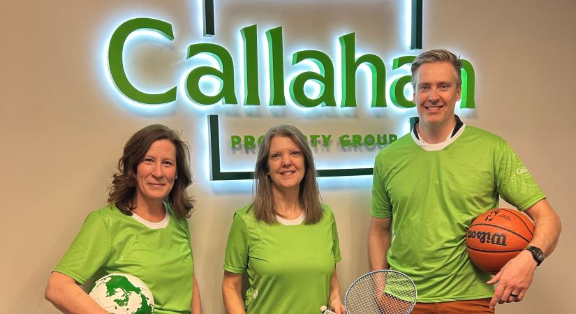 Members of the Callahan team (from left to right): Marnie Sisson, director of operations, Wendy Howell, director of finance, Chad Edwards, director of leasing