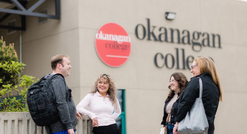 Students gather outside Okanagan College's Salmon Arm campus