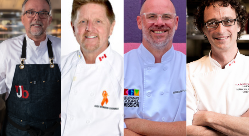 Four chefs standing smiling