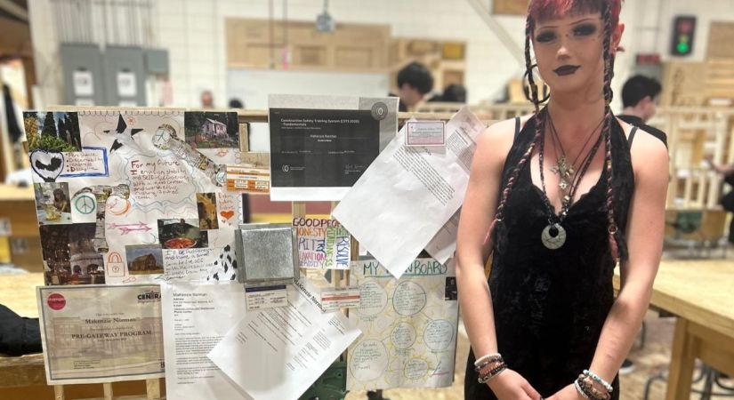 Gateway to Trades student MaKenzie Norman with her vision board