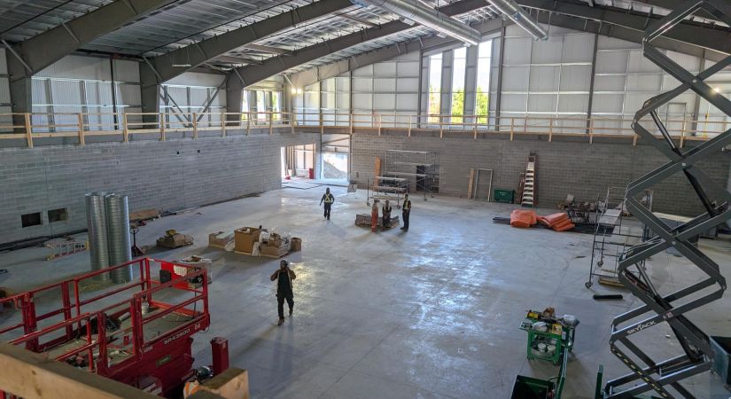 image shows the inside of the under construction Don Folk and Family Recreation and Wellness Centre
