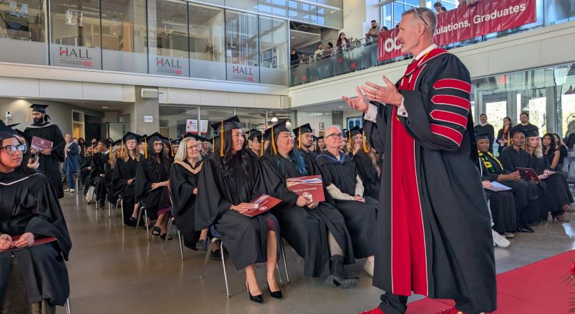 OC President Dr. Neil Fassina speaks to graduates at Okanagan College’s Fall Commencement and Convocation ceremony.